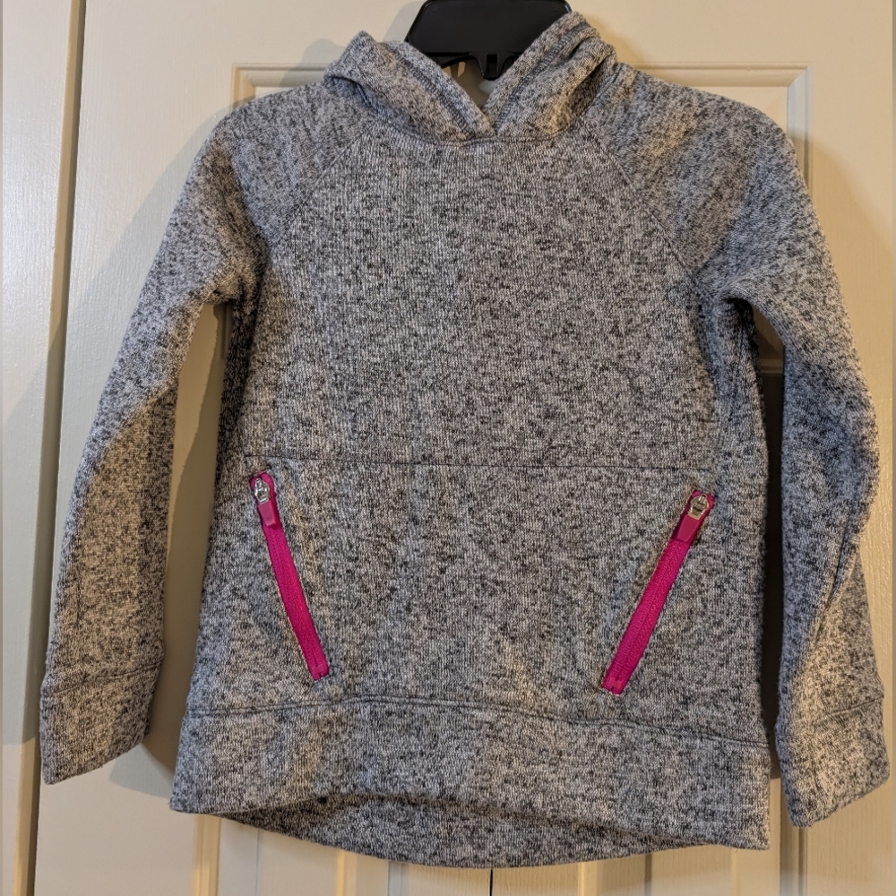Girls Jumping Beans Heathered Gray Sweater Hoodie with Pink Zippers Size 6X